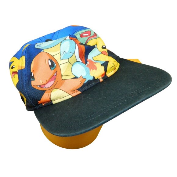 Pokemon Youth OSFM Cap Hat Pikachu Charmander Squirtle & Bulbasaur Graphic Vtg - Picture 1 of 9
